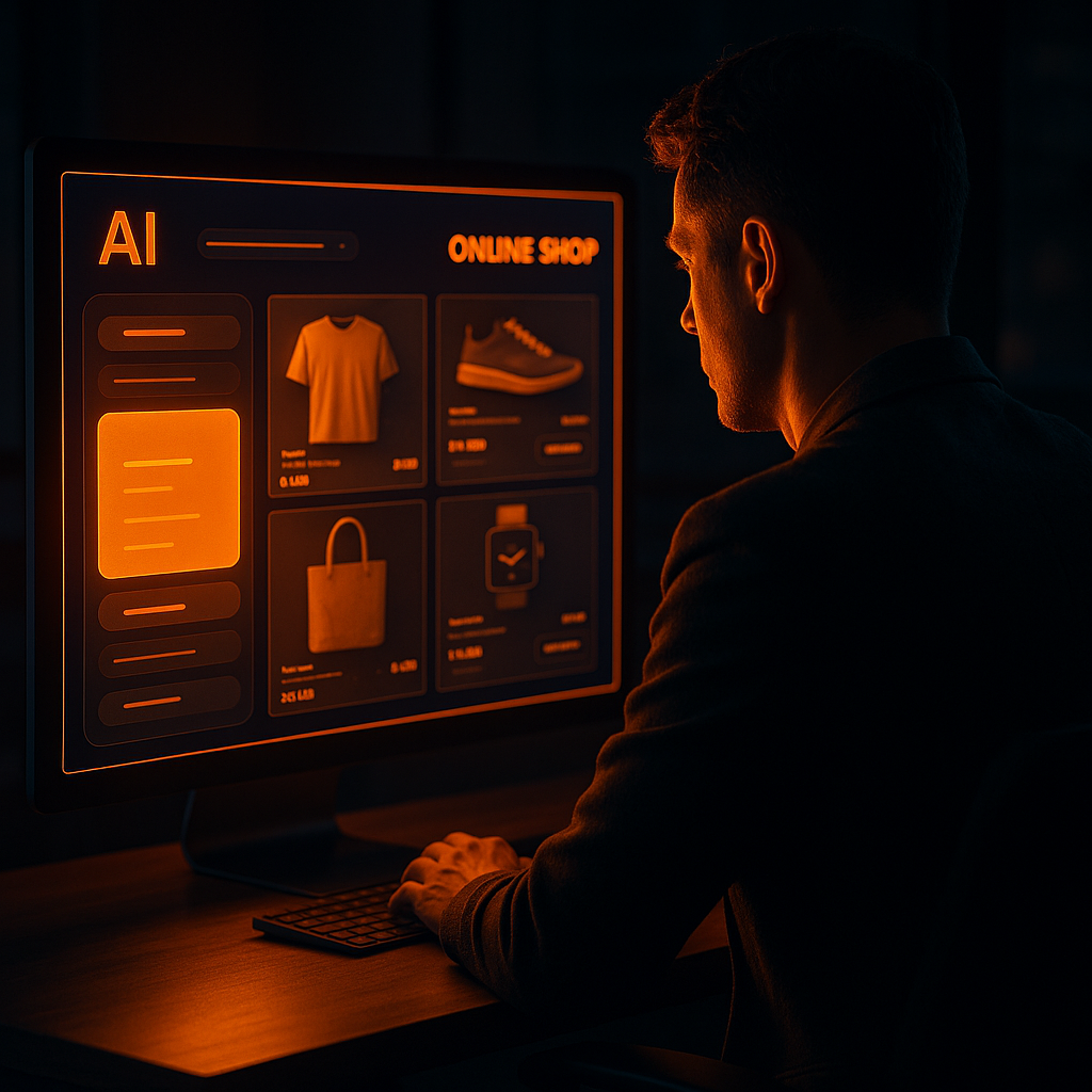 Illustration e-commerce IA futuriste