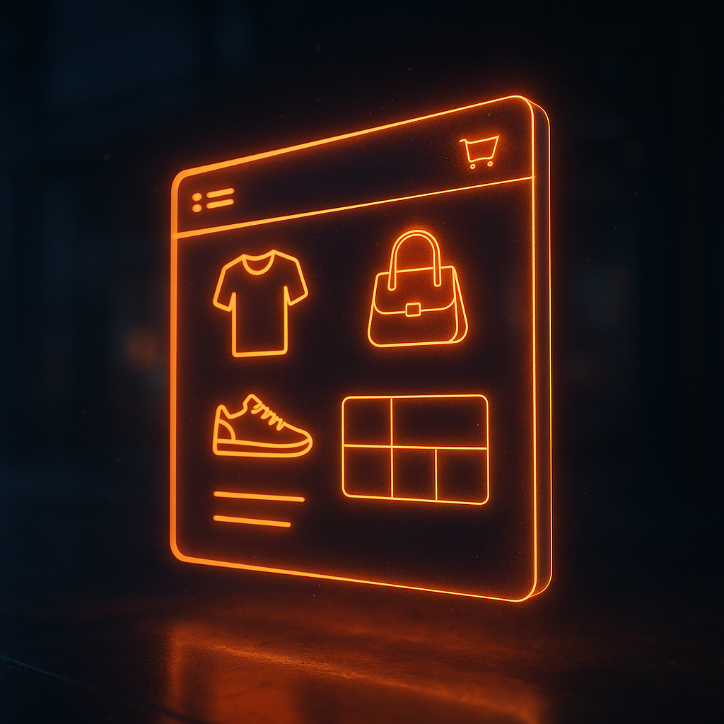 Illustration e-commerce IA futuriste